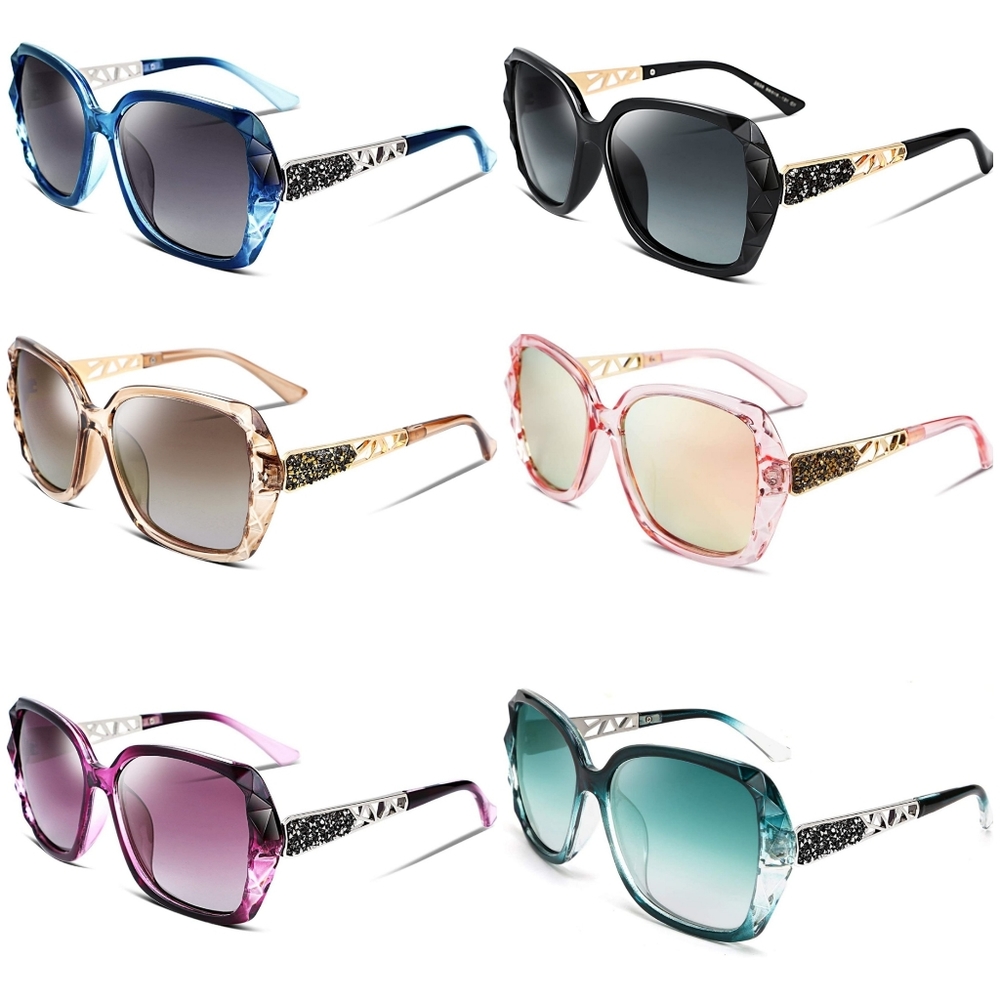 Women sunglasses square glasses polarized shiny